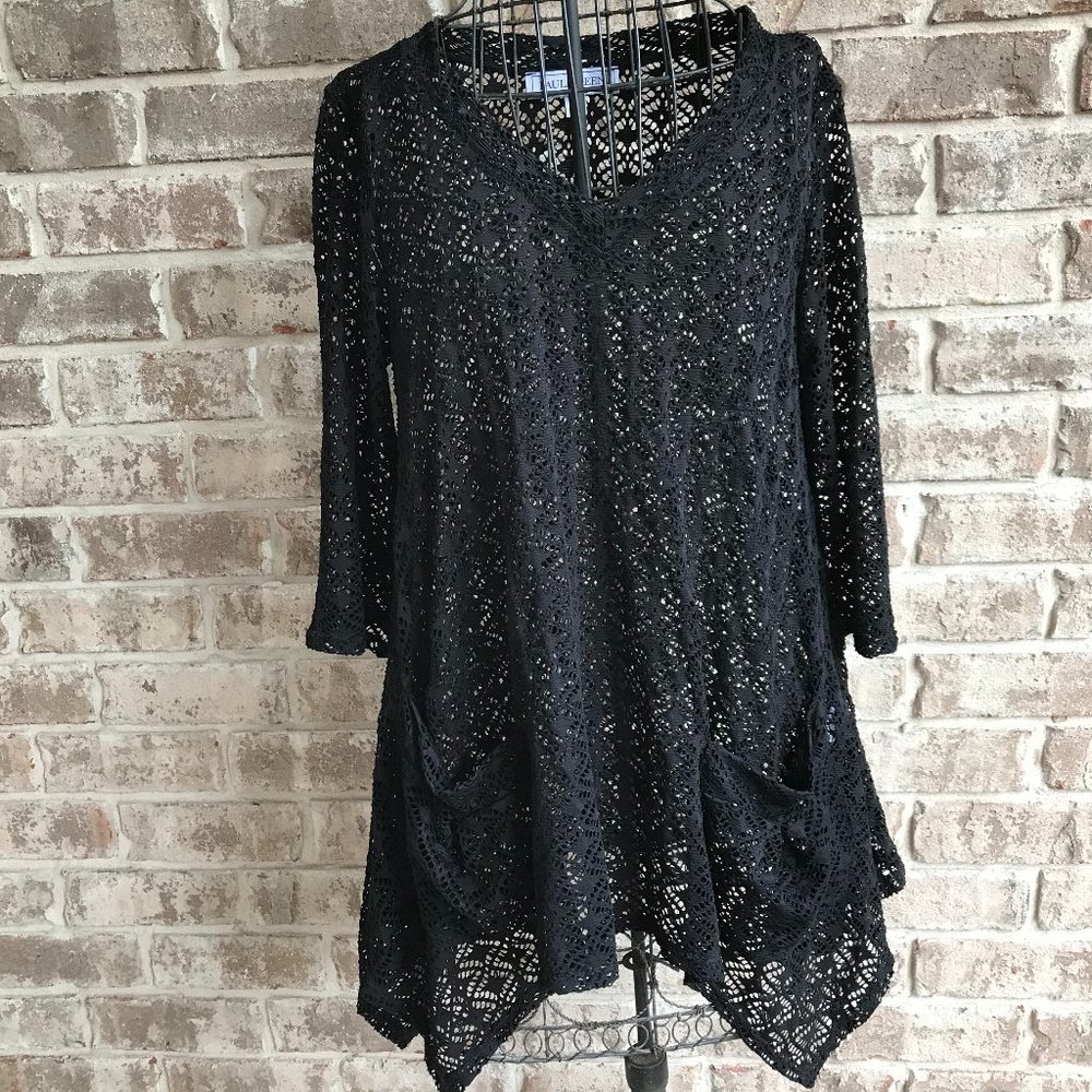 Paula Deen Swimsuit Cover Up Black Oversized XS
